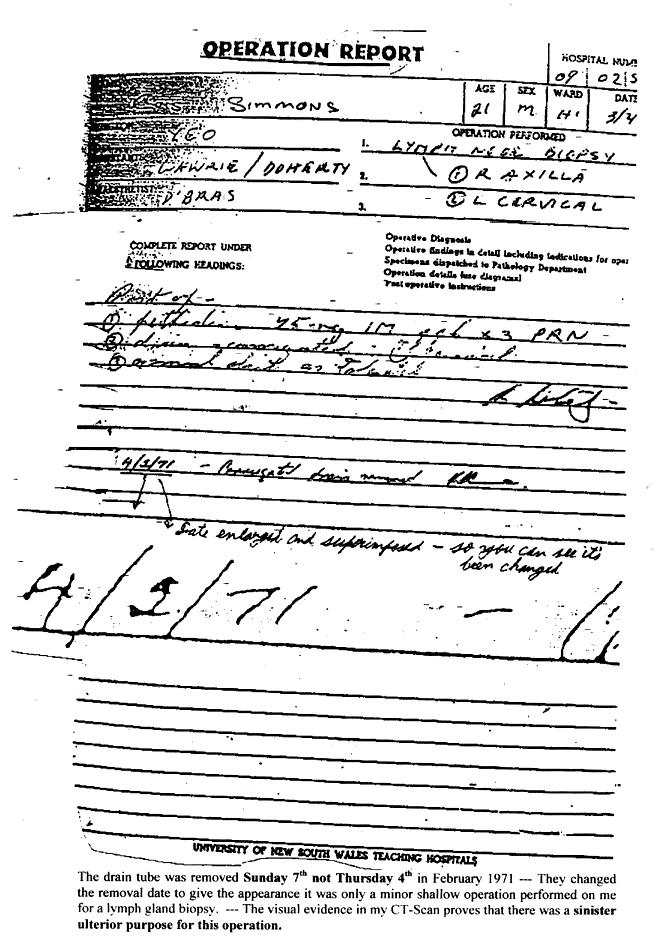 Operation Report from February 1971 regarding changed removal date of drain tube