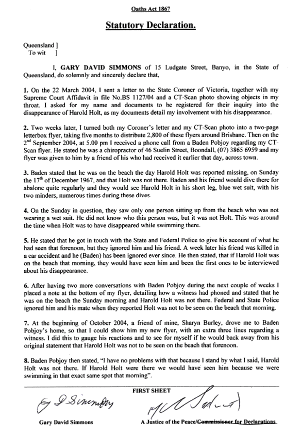 Statutory Declaration - 14th December 2004 - Page 1